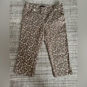 Boden women’s floral Capri pants 14 stretch cotton zip casual Office ankle